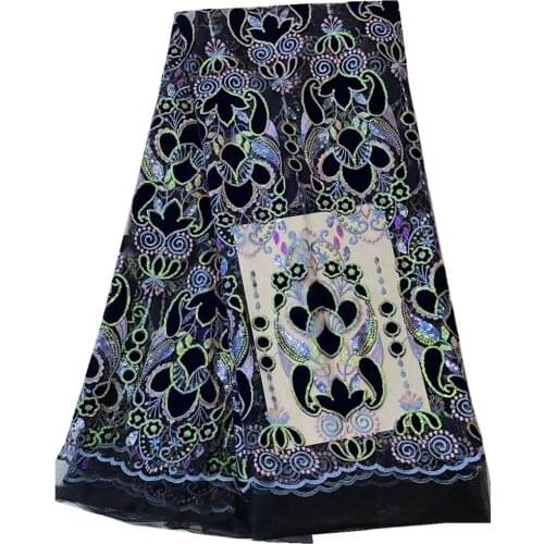African Velvet Lace Fabric 2021 High Quality Lace pink/black Sequins Lace Nigerian Lace Fabrics For Wedding French Lace wy18-88