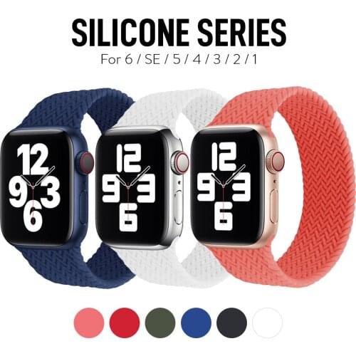 Silicone Solo Loop Strap For Apple watch 6 SE 5 4 3 44mm 40mm band iWatch 38mm 42mm Elastic belt bracelet Braided flexible band