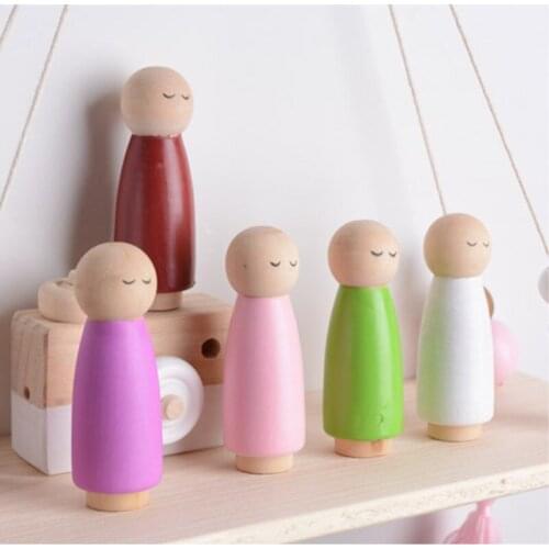 INS Nordic Wood Peg Dolls Ornament Natural Wooden Figurines Kids Toys Childrens Room Decoration Nursery Decor Photography Props