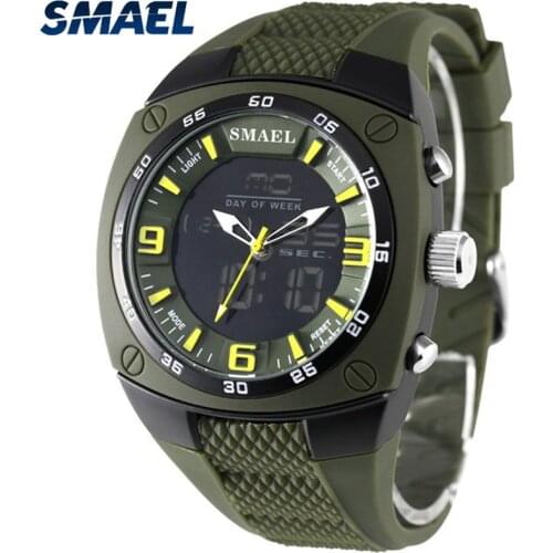SMAEL Top Brand Luxury Big Dial Digital Watches Mens Sport Military Quartz Watch Men Waterproof Casual Watch Relogio Masculino