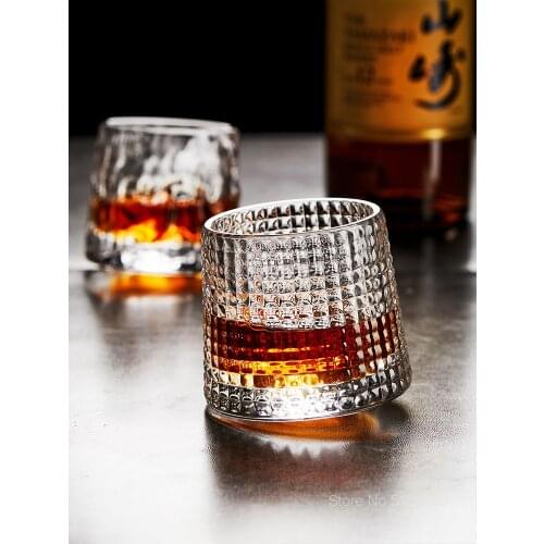 Spin Gyro Release Pressure Fuuny Whiskey Glass Top Design Whisky Brandy Snifter XO Chivas Rock Glass Bar Restaurant Desserts Cup