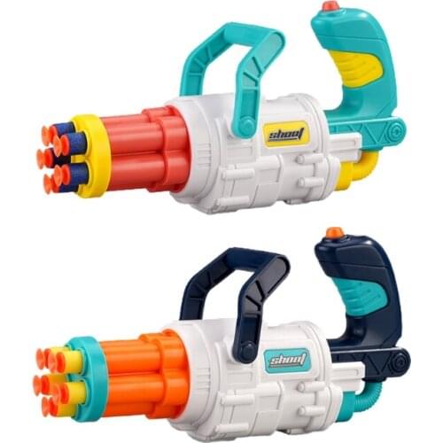 Shooting Guns Toy Gatling Foam Blaster Realistic Battle Game Air Powered Rival Round Game Safety Foam-Bullets Boy’s Toy