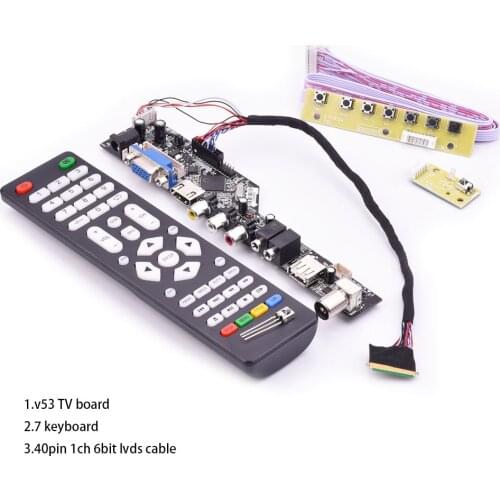 V53 universal TV lcd control board 10-42inch lvds driver board TV VGA AV USB DS.V53RL.BK full kit for LTN156AT01-A01
