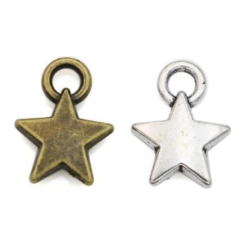 35pcs Vintage Antique Silver Plated Star Charms Pendants for Jewelry Making Jewelry Findings DIY Handmade 12x9mm
