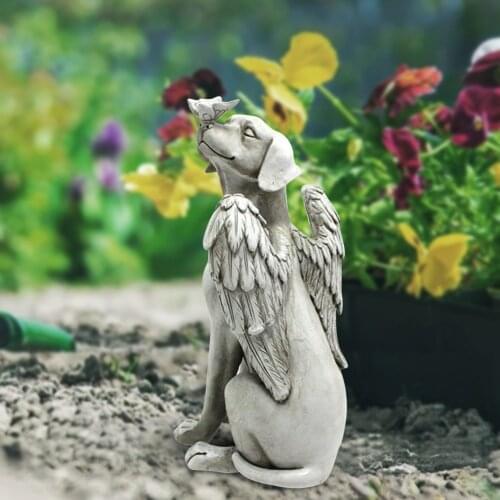 Funny Angel Dog Garden Statue Ornament Home Outdoor Patio Art Garden Resin Decoration Fun Creative Home Decoration Sculpture
