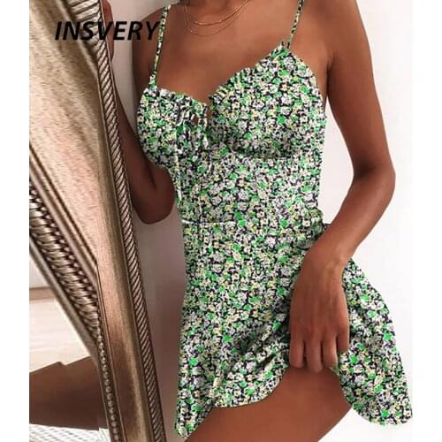 Fashion Flower Print Women Summer Dress 2021 Sleeveless Dress A-Line Mini Sundress Vintage Anime robe femme Women Clothing