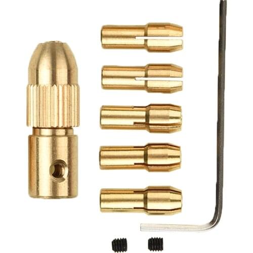 7pcs/set 0.5 - 3.0mm Mini Drilling Tool Chuck Set Electric Drill Bit Kit Collet Brass Dremel Collet For Mini Tools Copper Drill