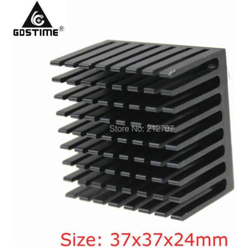 10 Pieces/lot Gdstime 37x37x24mm Aluminum Black Radiator Heat Sink Heatsink Cooling