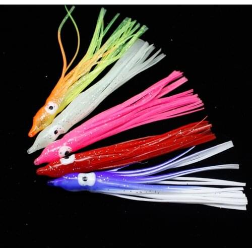 Free shipping 100pcs/ lot mixed colors 9.5cm 2g small soft lure Squid Skirt Fishing Lure Saltwater Octopus Bait For Fish pesca