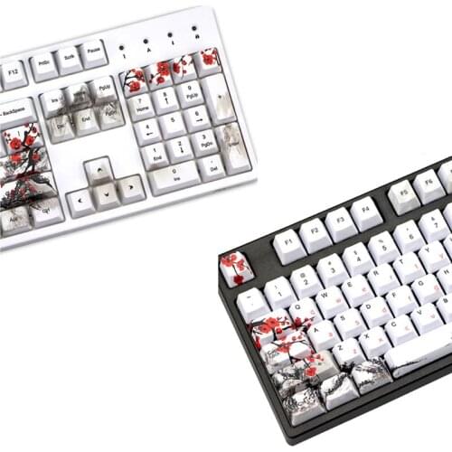 5 Sides Dye-Sublimation 108 Keys PBT OEM Profile Keycap Wangjiang Plum Blossom Dropship