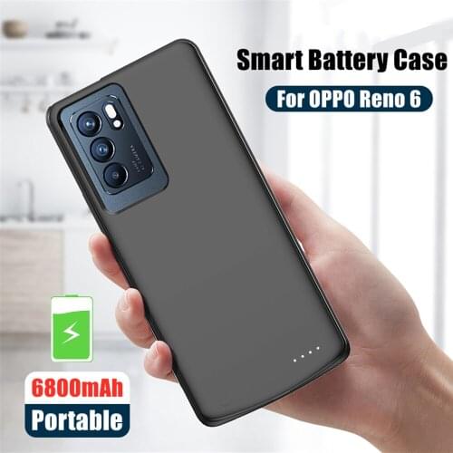 Silicone Battery Charger Cases For OPPO Reno 6 Pro+ Battery Case 6800mAh Backup Powerbank Charging Cover For OPPO Reno 6 Pro
