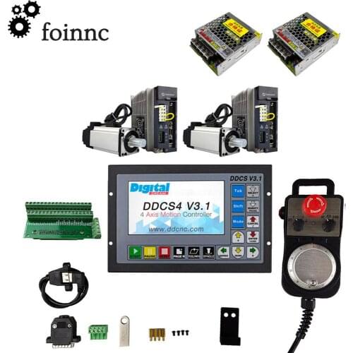 Ddcsv3.1 motion control system 4-axis CNC kit 750W servo motor kit with emergency stop electronic handwheel