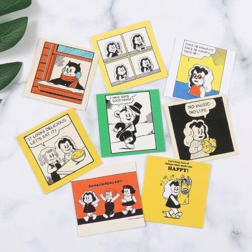 Cartoon Cute Animation Decorative Card 8 Sheets Kawaii Postcard Mini Square Bookmarks Photo Props Diy Background Wall Sticker