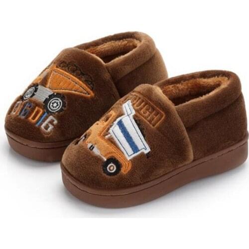 Winter New Childrens Home Cotton Shoes Cartoon Car Boy and Girl Warm Shoes 1-8 years Old