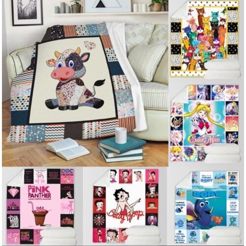 Cartoon Animation Printing 3D Printed Throw Children Blanket Hand Drawn Sketch Abstract Cute Kids Design Warm Microfiber Blanket