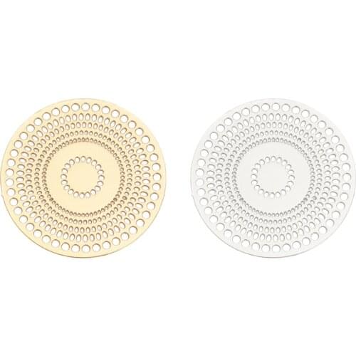 DoreenBeads Fashion Iron Based Alloy Filigree Stamping Connectors Round Silver Color Gold Circle DIY Charms 28mm Dia, 10 PCs