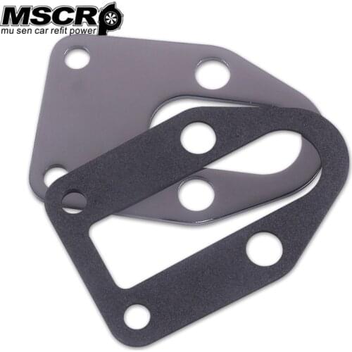 SBC Chrome Fuel Pump Mounting Plate With Gasket SB 283 305 327 350 383 400 for Chevrolet