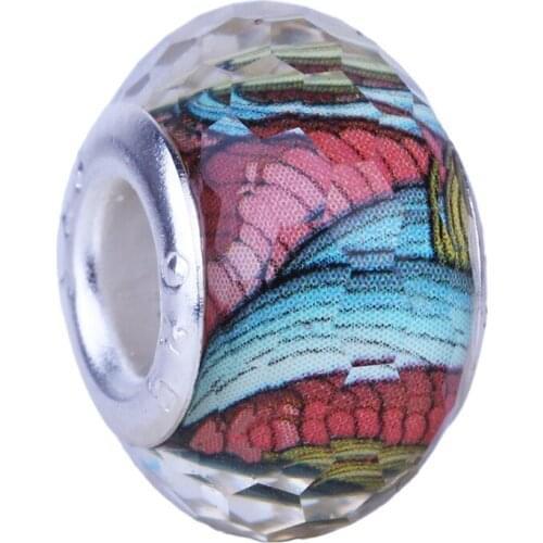 Personality DIY not fade big hole 3D full flower murano glass beads Fit Pandor Style charms bracelet necklace fashion Jewelry