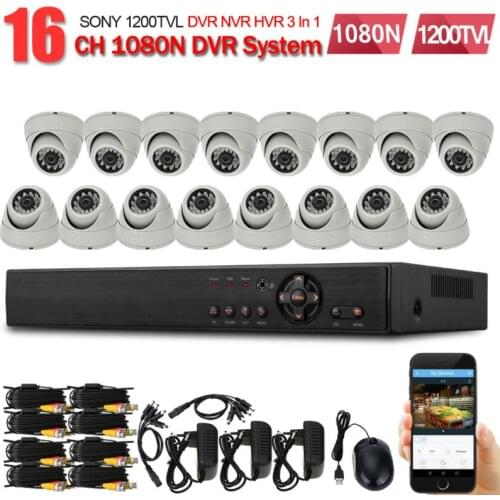 JORANK 16CH CCTV DVR System AHD DVR NVR 720P 1.0 Megapixels IR Security Camera 1200TVL Camera Security System HD 16ch dvr kit