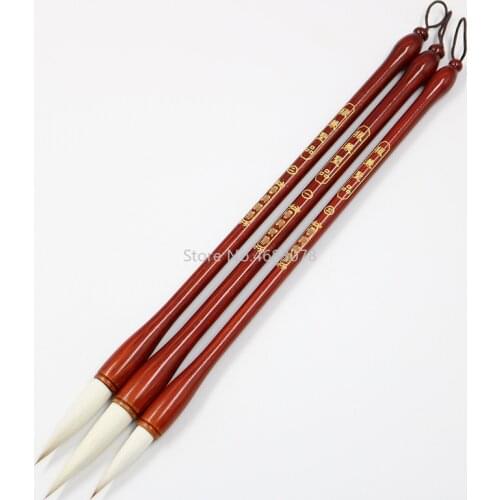 3Pcs Multiple Hairs Chinese Writing Pen Red Calligraphy Brush Set Small Regular Script bursh For Art Drawing Painting Supplies