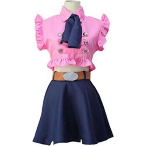 2018 Anime The Seven Deadly Sins Elizabeth Liones Cosplay Costumes Cute WomenGirls Uniforms Clothing Tops+Skirts+Tie+Belt Sets