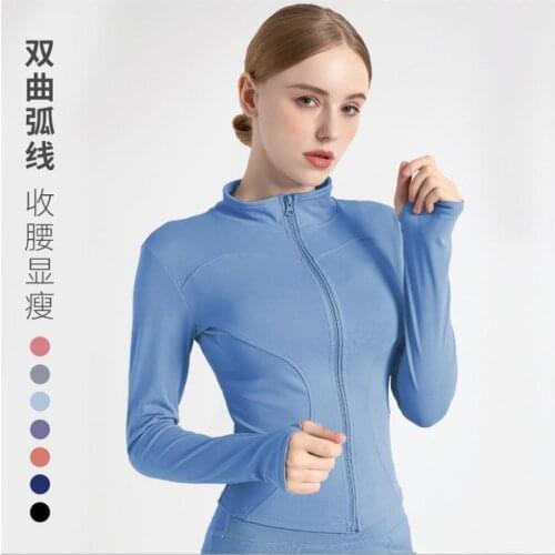 Yoga Crop Top Elastic Tight Sports Coat Womens Zipper Jacket Collar Running Suit Spring Summer Fitness Mujer Camisetas