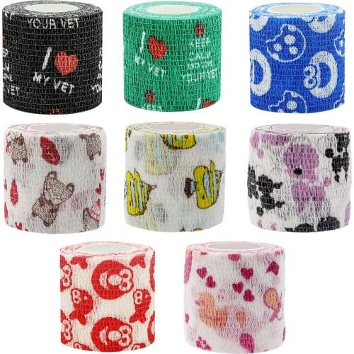 4.5m Self Adhesive Wrap Tape Medical Therapy Elastic Bandage Knee Protector Breathable Cartoon Printed Finger Joints Pet Tape
