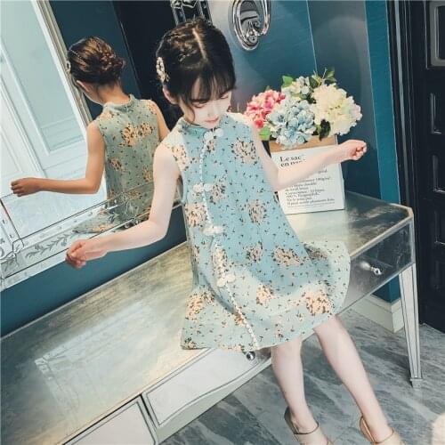 2021 Summer Hanfu Childrens Cheongsam Dress Girls Chinese Style Qipao Girls Costumes Large Childrens All-match Skirts