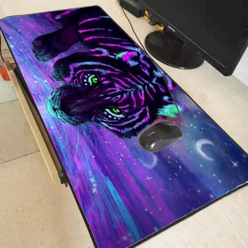 Mairuige Purple Tiger Animal Large Gaming Mouse Pad Natural Rubber PC Computer Gamer Mousepad Desk Mat Locking Edge for CSGO LOL