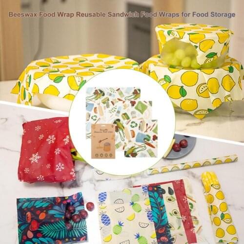 Reusable Beeswax Food Storage Wraps Zero Waste Cling Sandwichs Wrappers Bowl Cover Eco Friendly Sustainable Bees Wax Food Wraps