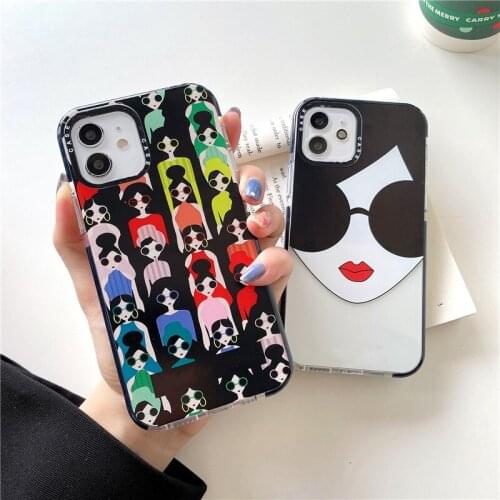 Korea olivia girl trend Fashion glasses Soft silicone phone case for iphone 12 Pro MiNi 7 8 X XS XR MAX 11 Plus SE 6S Cover capa