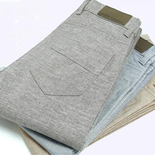 Asian Size 36 38 Summer Thin Trousers Mens Linenn Pants Casual Slim Fit Pants Fashion Business Dress Casual Pants Male