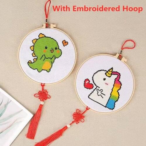 Needlework Cross Stitch Embroidery Kit Tools Beginner DIY Cartoon Animal Novice Sewing Craft Childrens Simple Handmade 2021