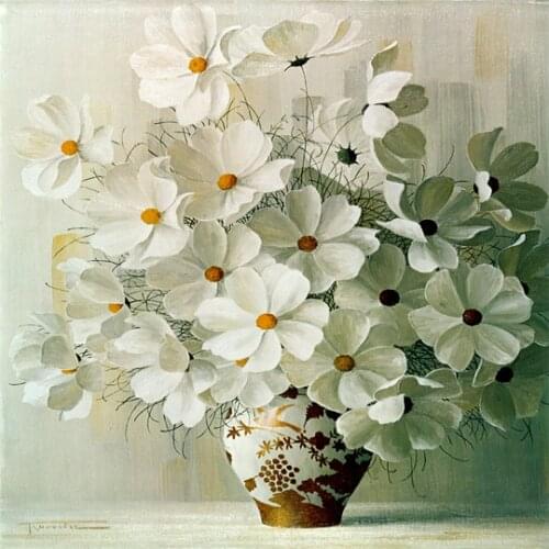 Needlework DIY Cross stitch For Full Embroidery kit White Little Daisy flowers painting on canvas cross-stitch sets Wall Decor