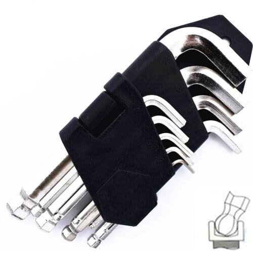 9pcs 1.5~10mm Allen Hexagon Wrench Set Hex Key Torque Spanner Carbon Steel Reinforced Toughen Metric Ball Head Ended Hand Tools