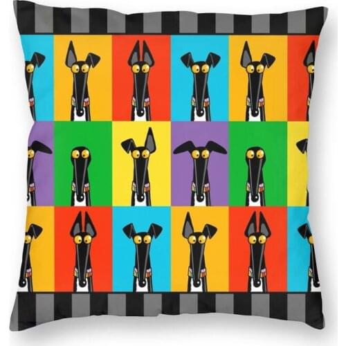Greyhound Semaphore With Border Cushion Cover 45x45cm Home Decorative 3D Print Cartoon Dog Throw Pillow for Sofa Double Side