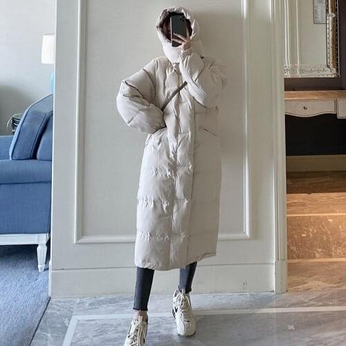2021 New Woman Parkas Winter Down Cotton Jacket Women Long Hooded Thicken Coat Female Korean Style Coats and Jackets WPY3983