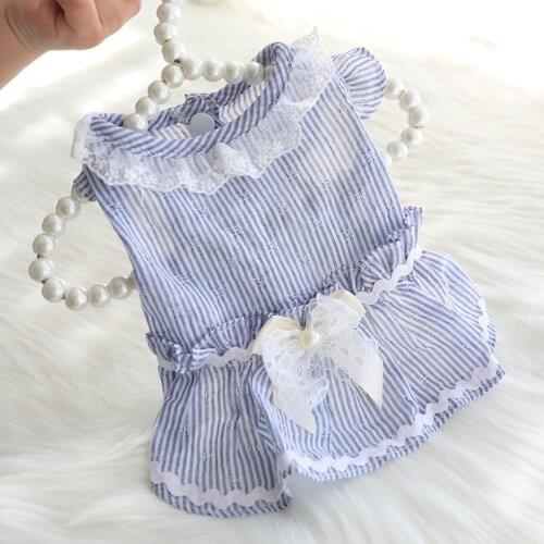 Wholesale Dog Dress Summer Bow Small Dogs Clothes Poodle Bichon Teddy Yorkshire Maltese Cat Puppy Thin Ruffle Pet Skirt Dropship