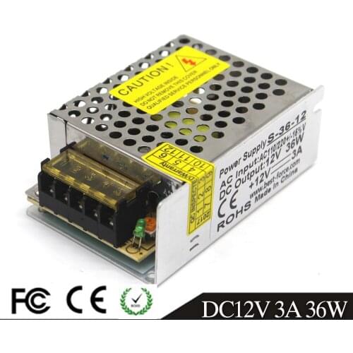 DC12V Power Supply Switch 3A 36W Led Driver Transformer 100-240V AC TO DC 12V USP for Led Strip Light Lamp CCTV 3D Printer CNC