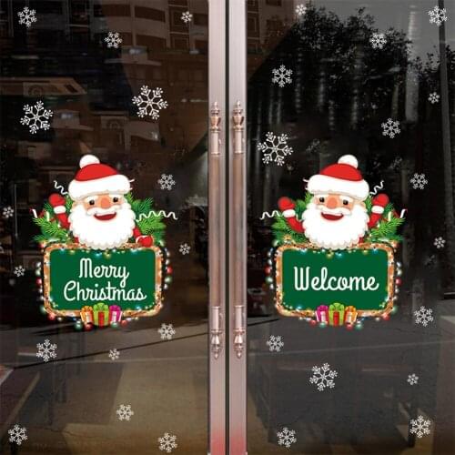 Christmas Snowman Snowflake Door Sticker DIY New Year Waterproof Bedroom Store Decoration Wall Sticker Home Decoration Winter