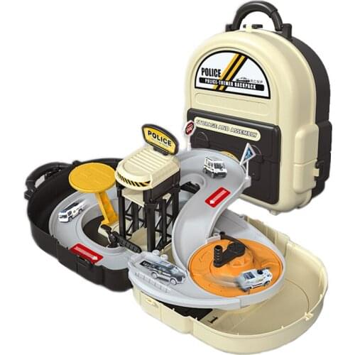 Childrens Backpack Rail Car Parking Lot Toy Car Car Suit Various Types of Cars Fire Police 3-4 Years Old Puzzle Boy DIY Toys