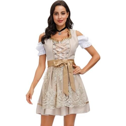 S-4XL Traditional Oktoberfest Dirndl Dress Octoberfest German Bavarian Beer Costume