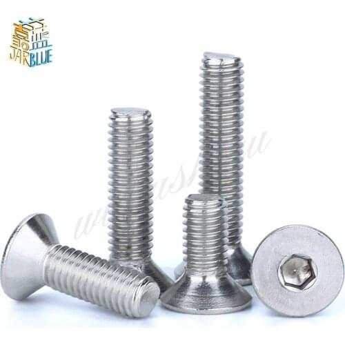 5-50pcs M2 M2.5 M3 M4 M5 M6 M8 M10 304 Stainless Steel Hexagon Hex Socket Countersunk Screw Flat Head Screw Allen Bolts DIN7991