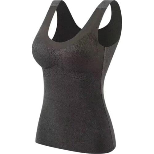 Thermal Shirt Women Sleeveless Elastic Velvet Vest Women Thermal Top Tank Neckline Warm Underwear Women Soft thermo Vest Women