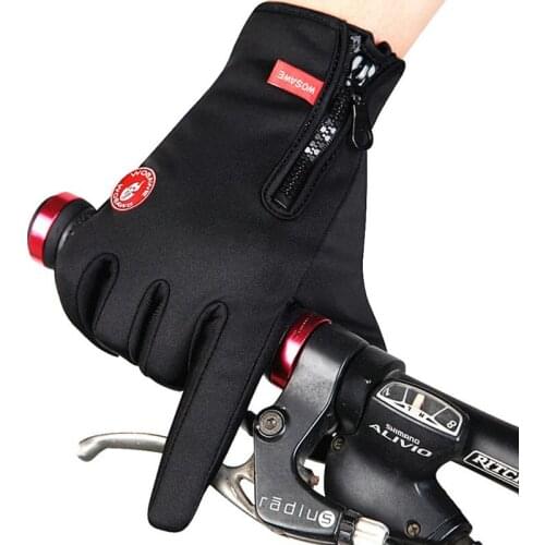Cycling Gloves Full Finger for Men Women Cycling Outdoor Sports Thermal Touch Screen Anti Slip MTB Gloves with Zipper