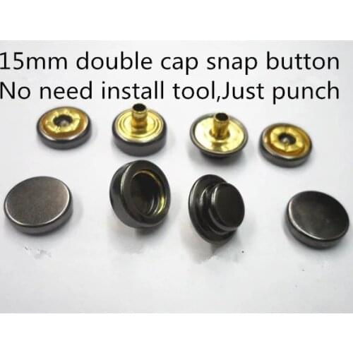 Top qaulity 15mm 501 Double Cap Brass Copper Made Gun Metal Press snap Stud button 20 set For leather Jacket hand craft purse