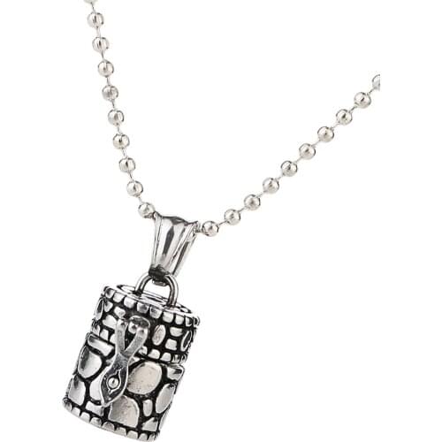 Vintage Openable 316L Stainless Steel Pendant Link Chain Necklace Keepsake