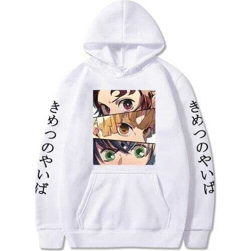 Japan Anime Demon Slayer Women Hoodies Pullover Fashion Cartoon Kamado Tanjirou And Friends Eyes Printed Long Sleeve Sweatshirt