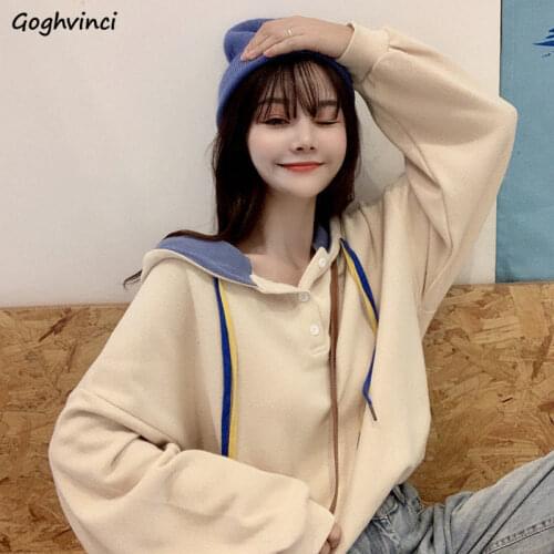 With Hat Hoodies Women Panelled Spring-autumn Thin Women Leisure Pullovers Hooded Flesh Kawaii Students Korean-style Fashion Ins
