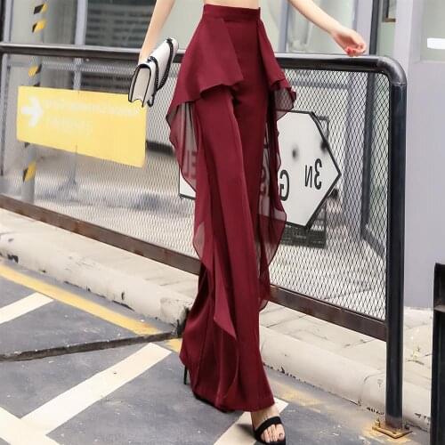Woman Pants 2021 New Koream Lady Summer Modal Full Length Office Lady Loose Elastic Waist Solid Asymmetrical Pants Streetwear